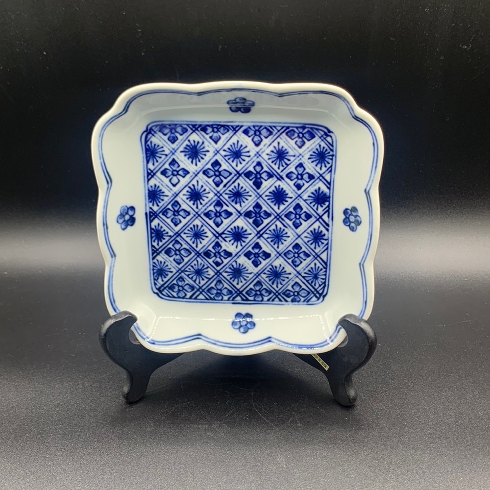 Arita Ware Wakoen Blue and White Porcelain Square Deep Side Plate Replacement